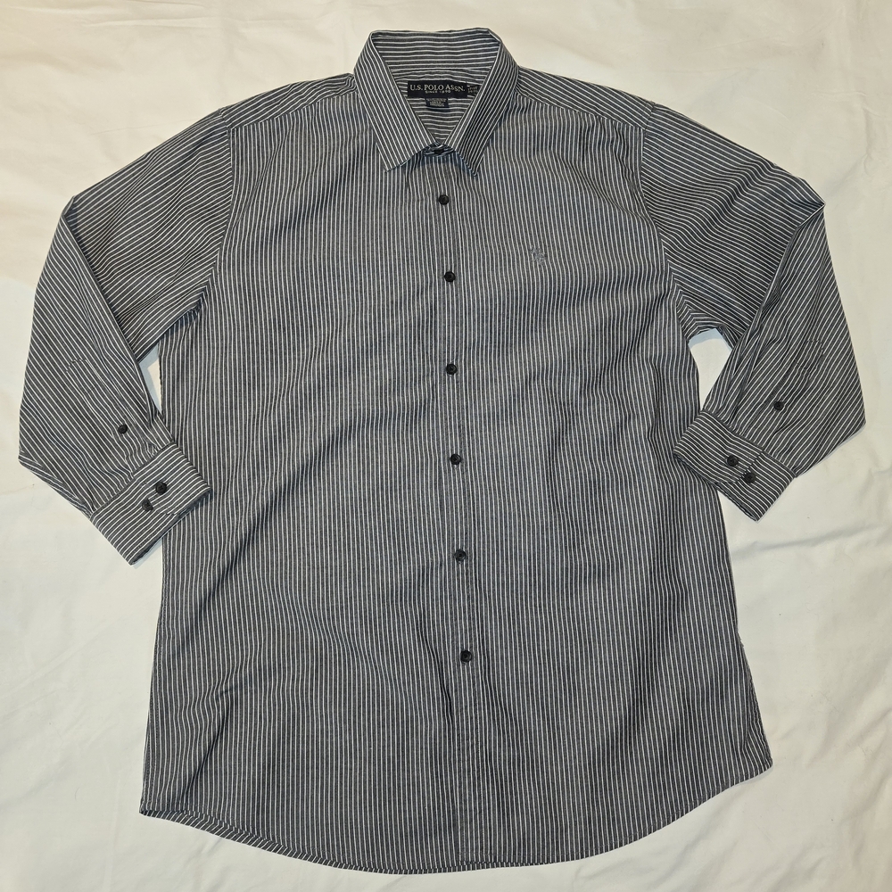 U.S. Polo Assn. Navy and White Pinstripe Dress Shirt